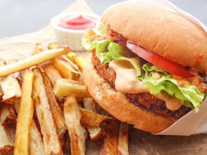 Veg Burger With French fries